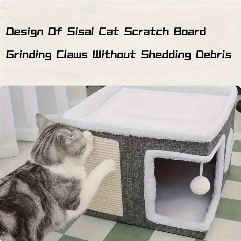 Luxurious Multi Tier Cat House With 2 Tier Bed Toy