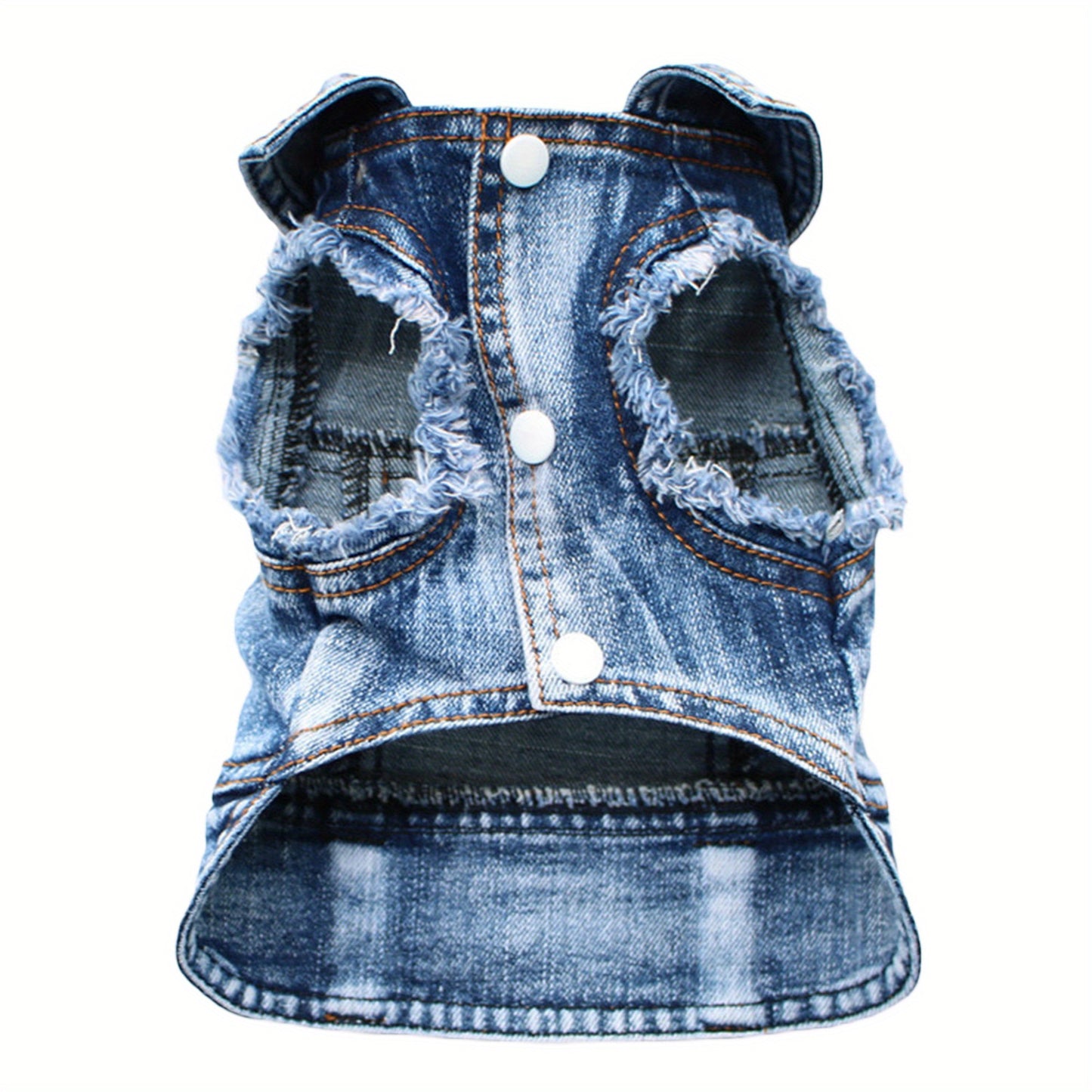 Faux Denim Cat Polyester Pullover Vest Jacket with D-Ring for Leash