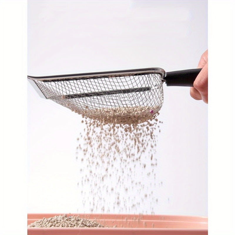 2pcs Stainless Steel Fine-Mesh Scoops for Cat Litter & Reptile Substrate
