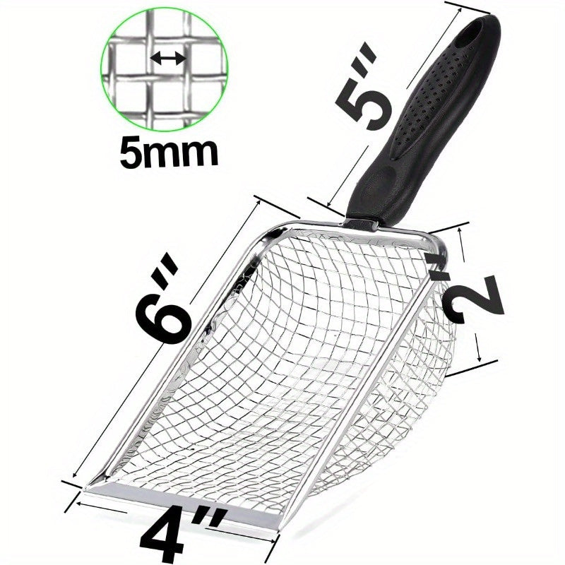 2pcs Stainless Steel Fine-Mesh Scoops for Cat Litter & Reptile Substrate