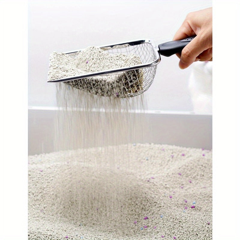 2pcs Stainless Steel Fine-Mesh Scoops for Cat Litter & Reptile Substrate