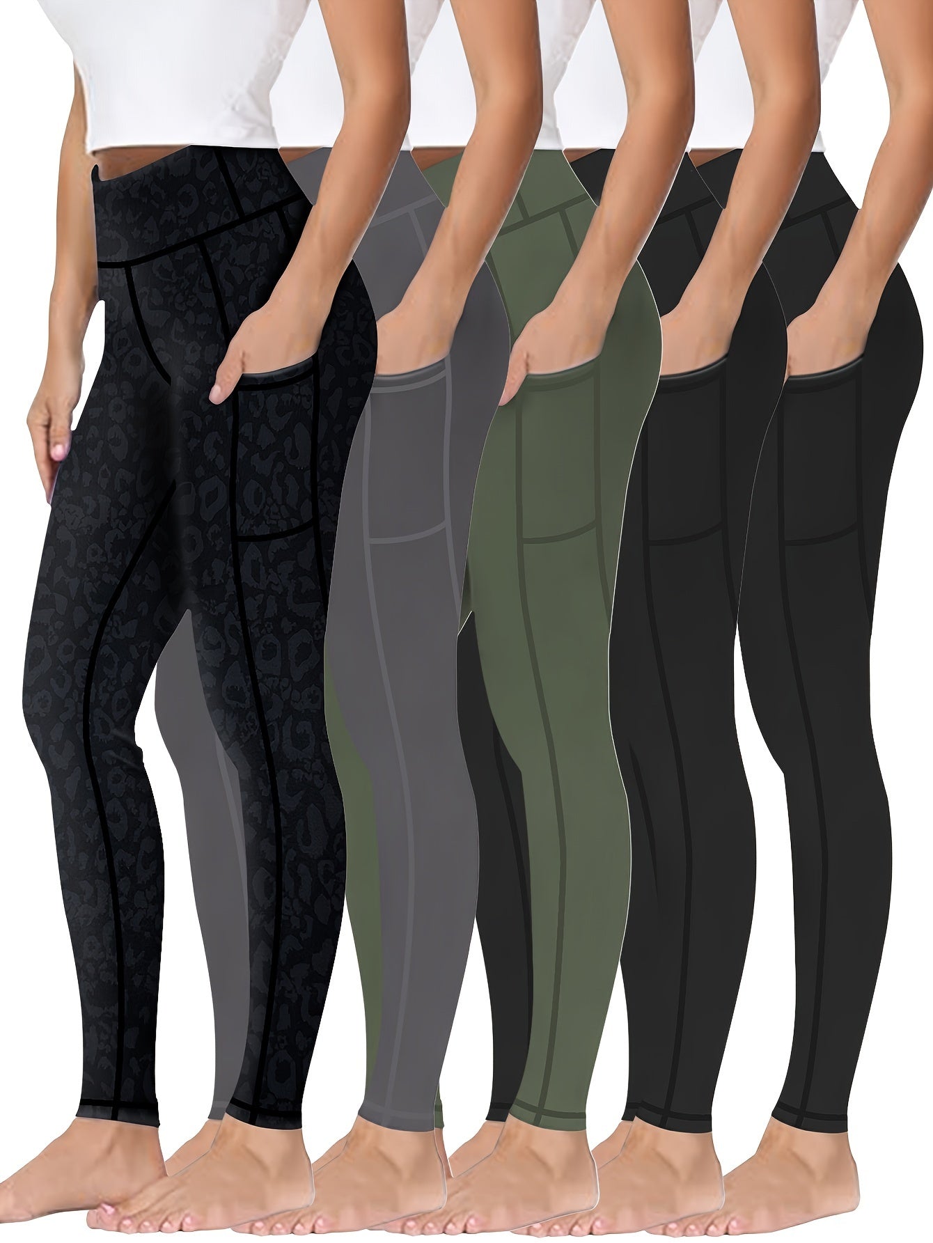 Five Piece Set Oversized Womens Sports Leggings Everyday