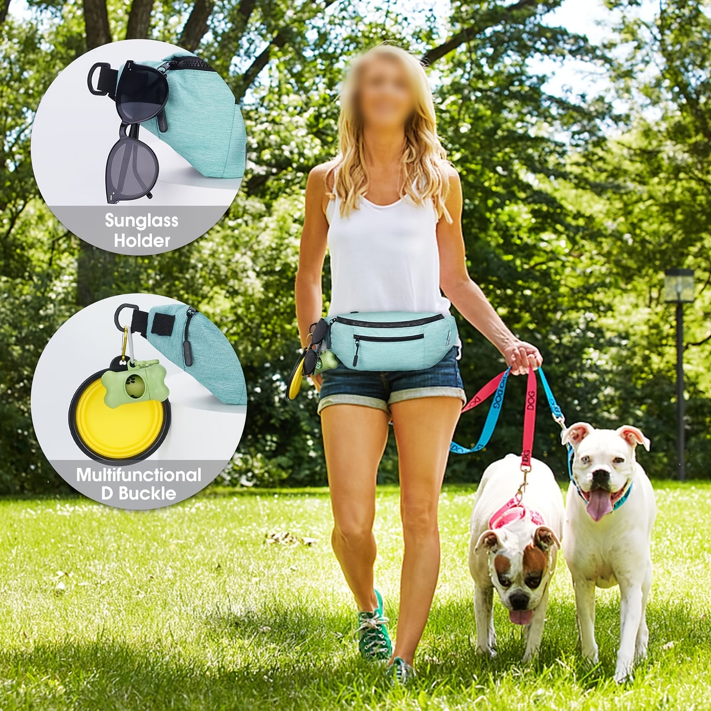 Nylon Waist Pack With Zipper Closure And Hands Free Strap