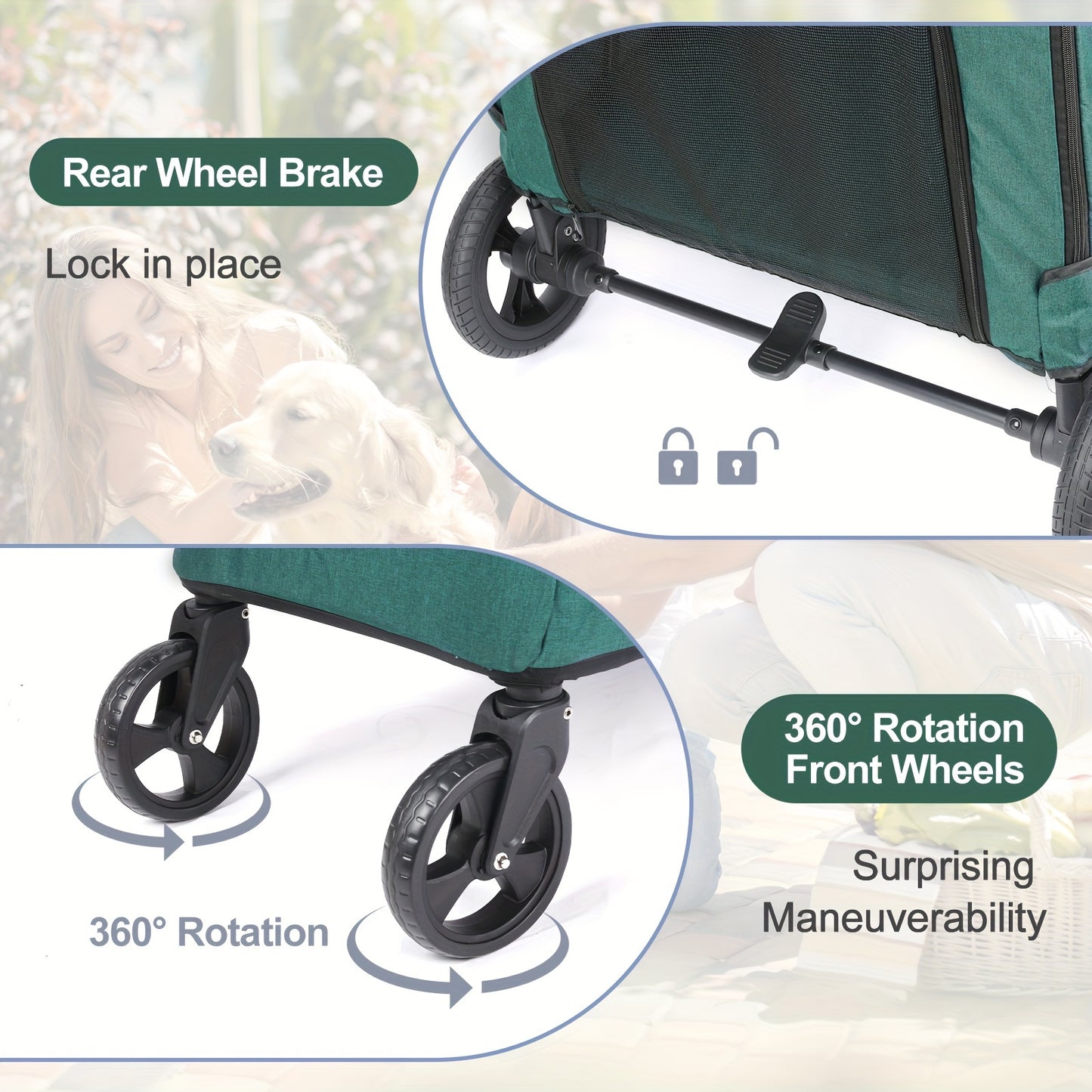 Pet Stroller for Small Dogs Cats, Up to 33 LBS