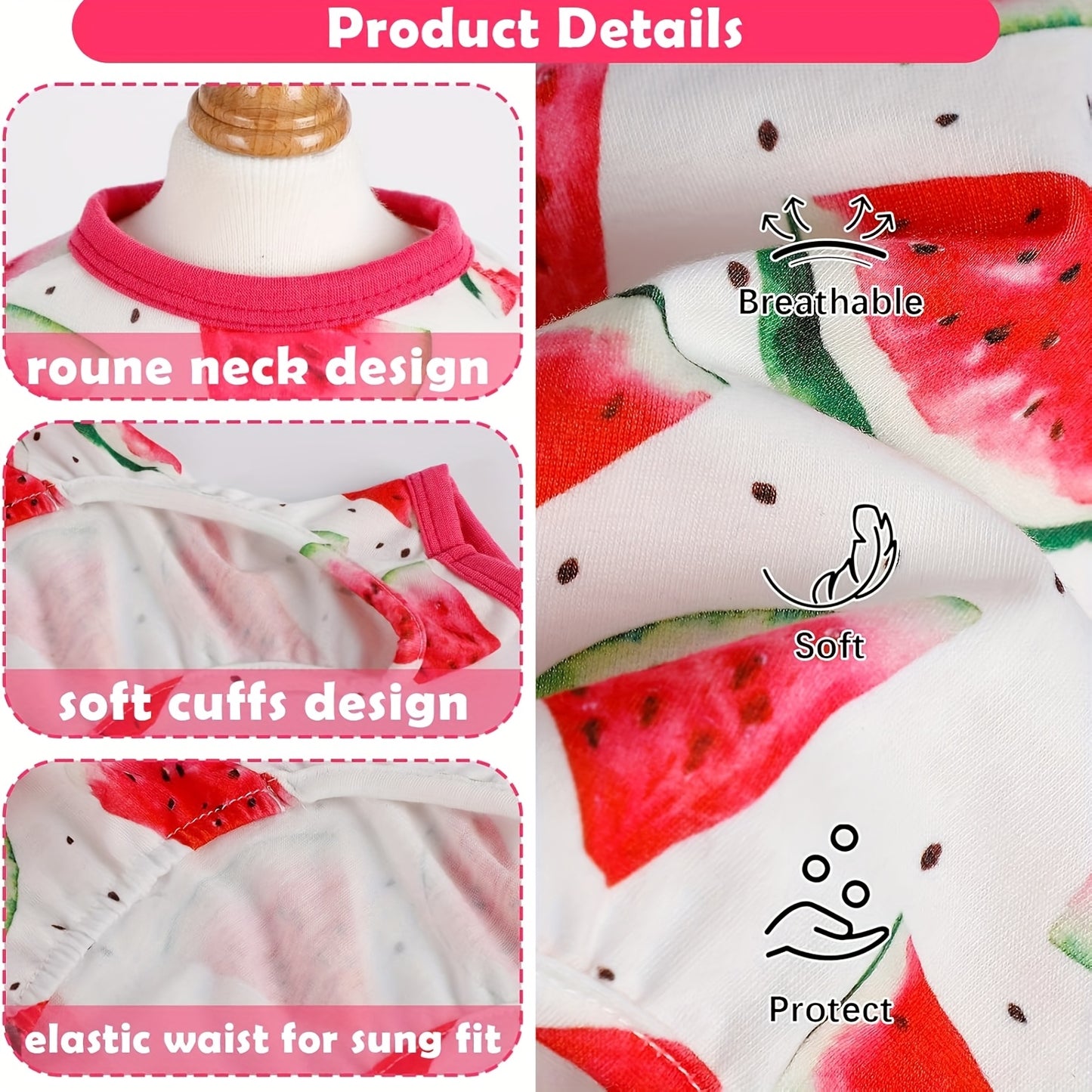 2pc Adorable Avocado & Watermelon Dog Pajamas