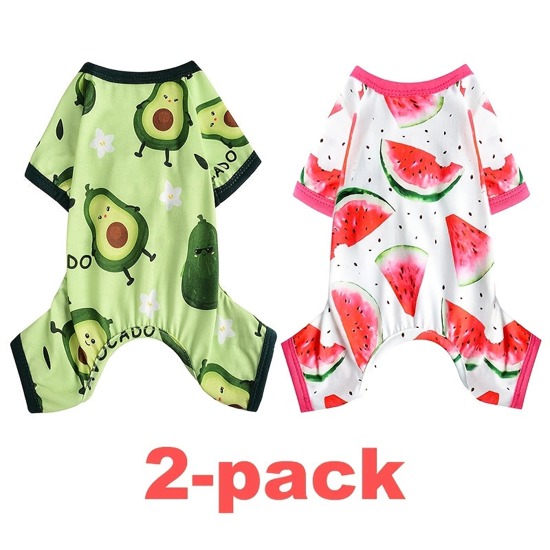 2pc Adorable Avocado & Watermelon Dog Pajamas