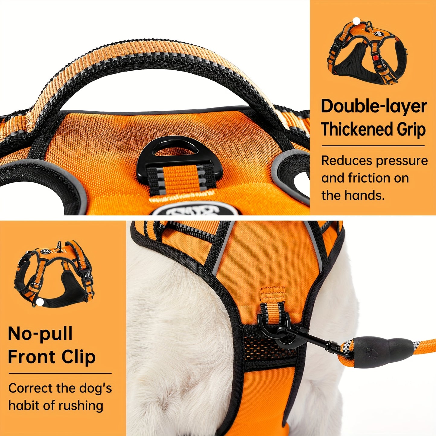 No-Pull Dog Harness For Dogs, Fully Adjustable Vest With Leash