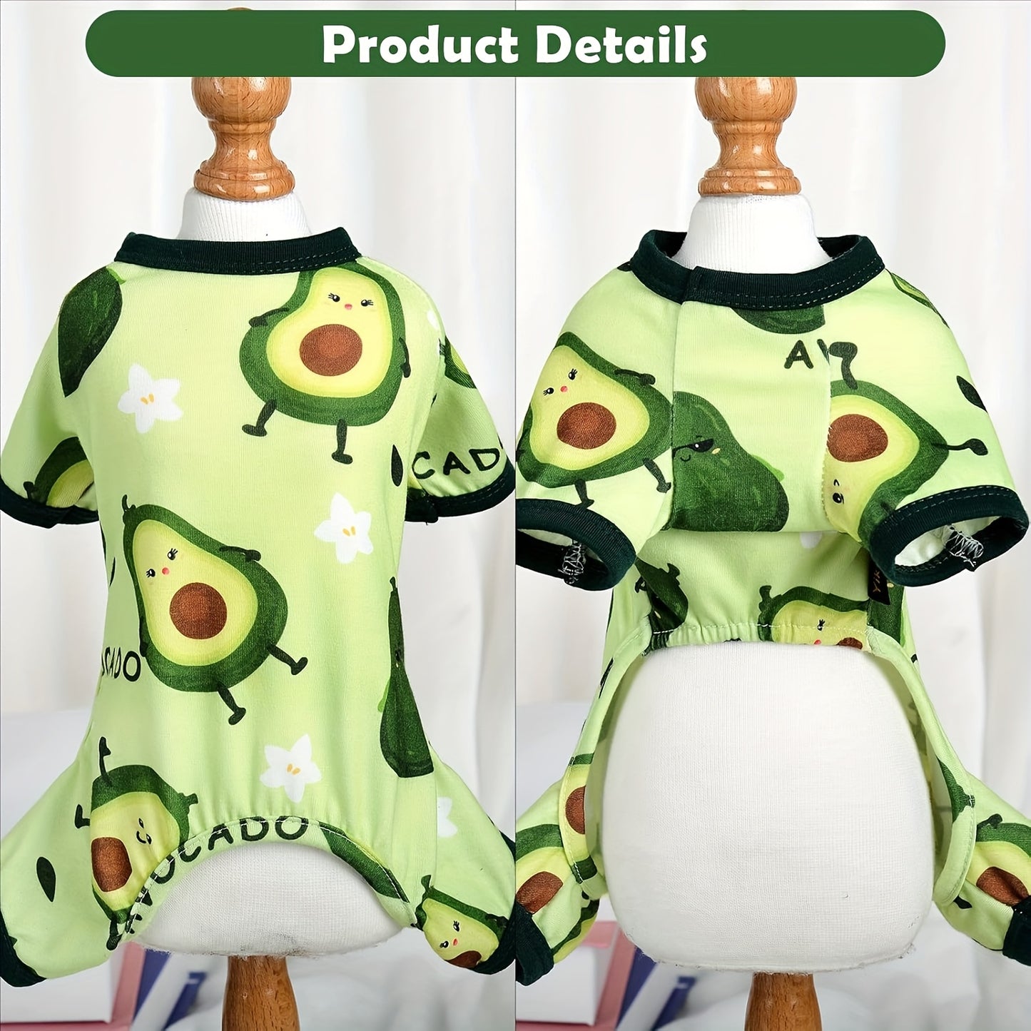 2pc Adorable Avocado & Watermelon Dog Pajamas