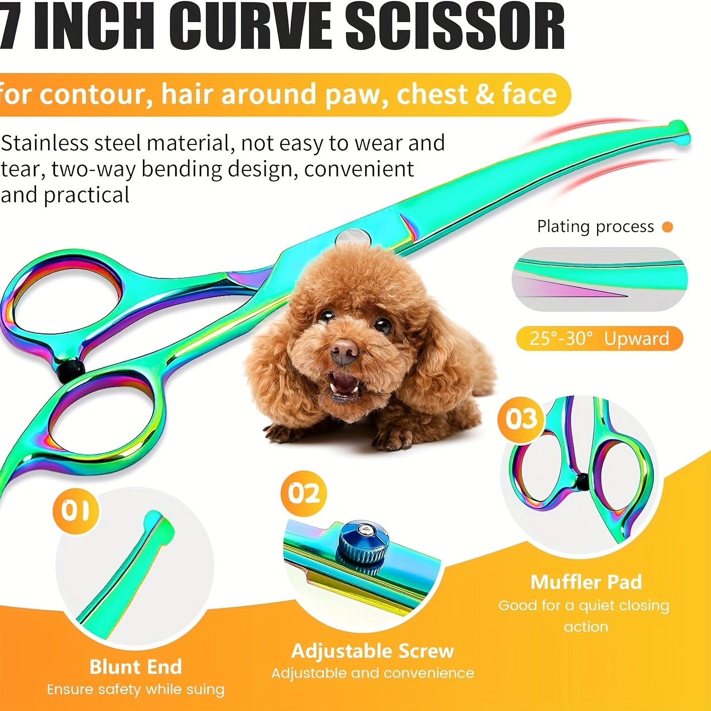 8 In 1 Professional Dog or Cat Grooming Titanium Coated Scissors Kit With Safety Round Tip