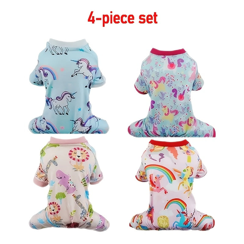 4pcs Dog Pajamas or Cat Pajamas - Machine Washable, All Season Comfort