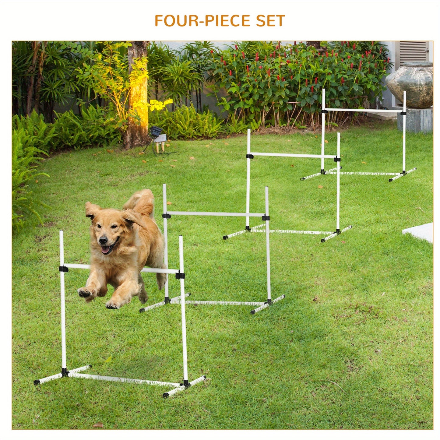 4 Piece Dog Agility Training Equipment with Adjustable Height