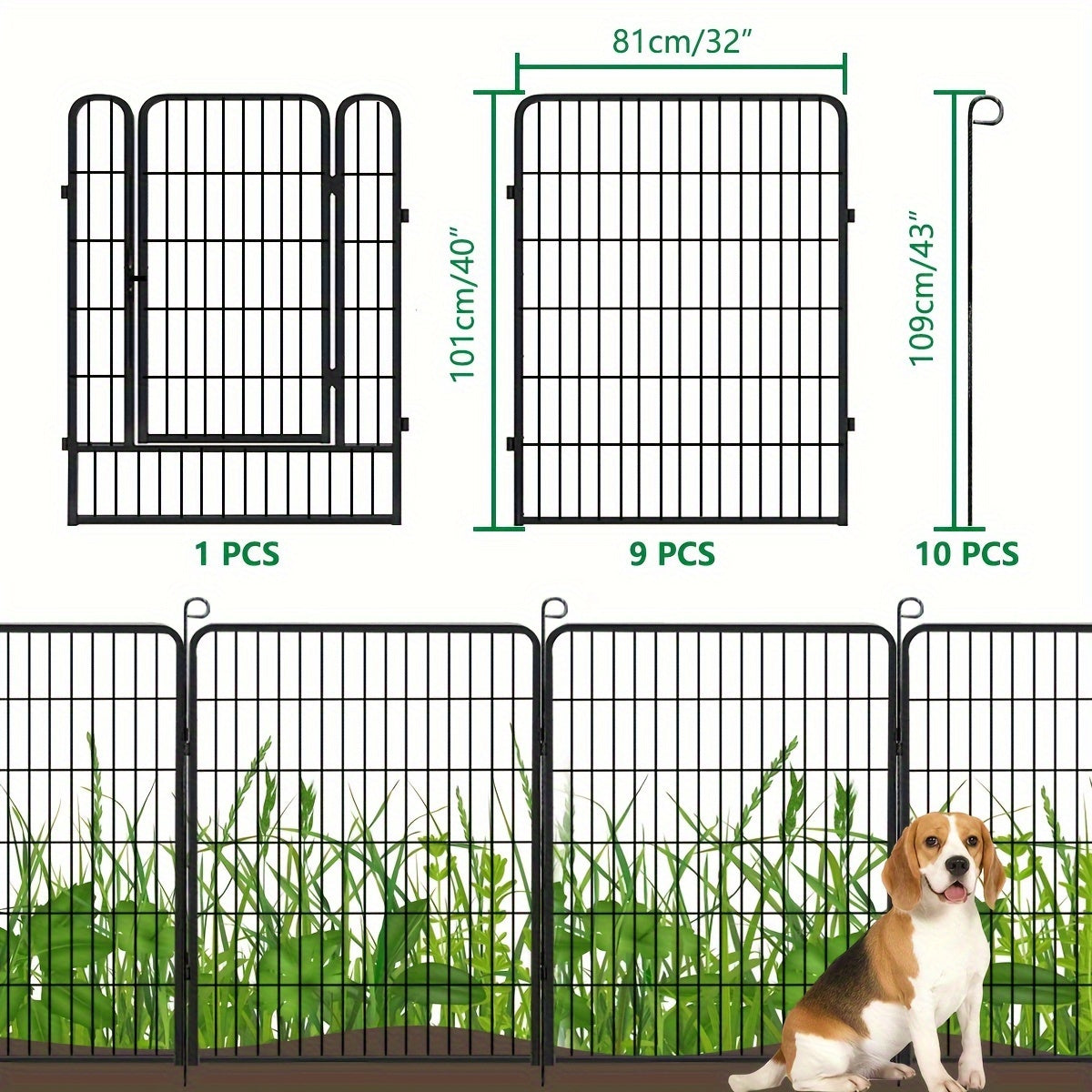 Sturdy Metal Dog Fence - Rust-Proof, Weatherproof for Large & Medium Dogs
