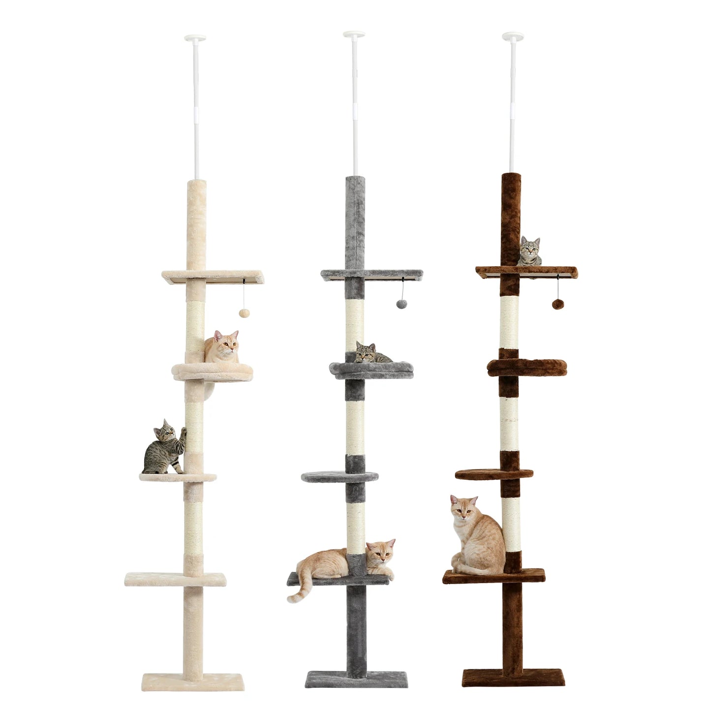 Adjustable Height Floor-to-Ceiling Vertical Cat Tree