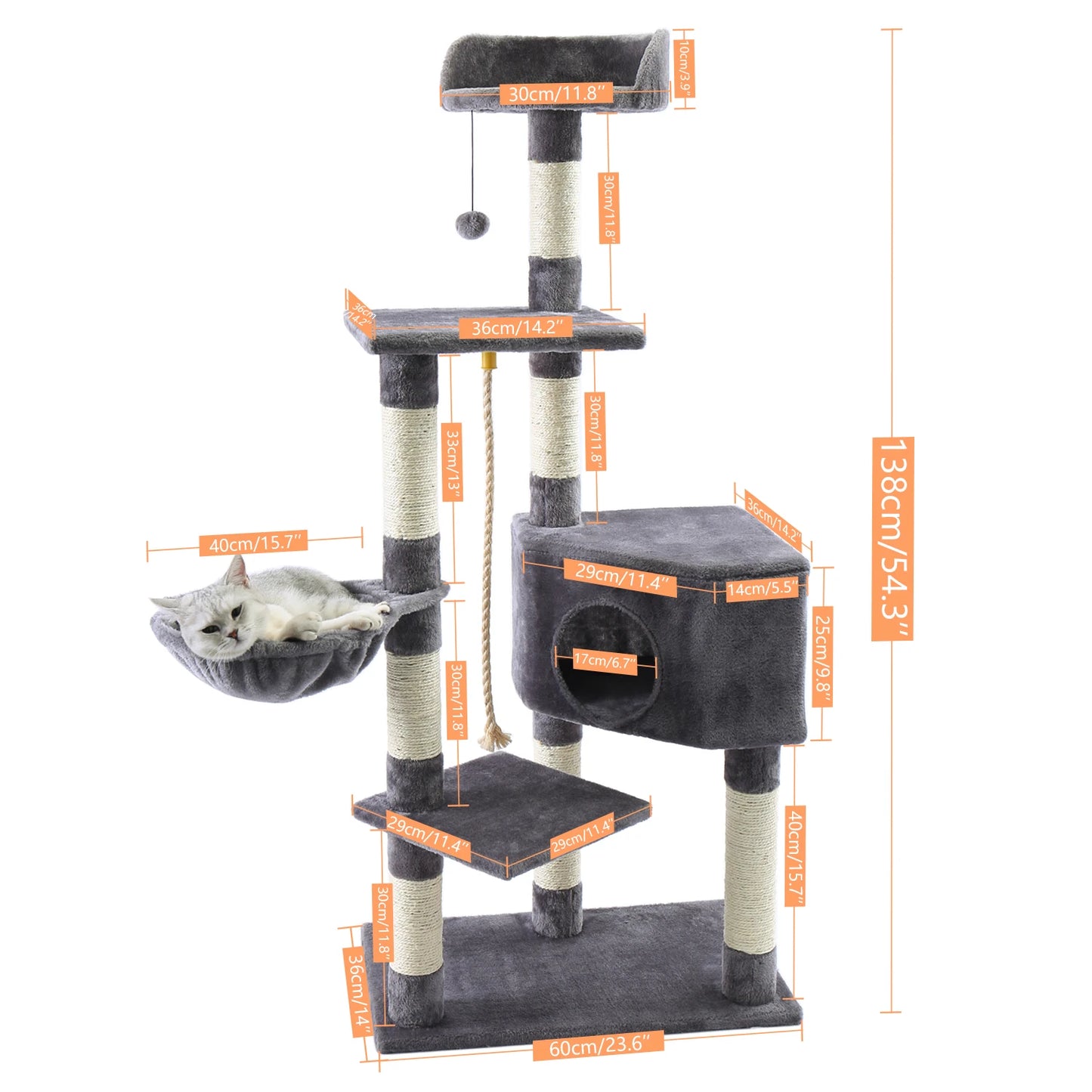 Multi-Level Cat Tree With Cozy Perches Stable Scratch Board