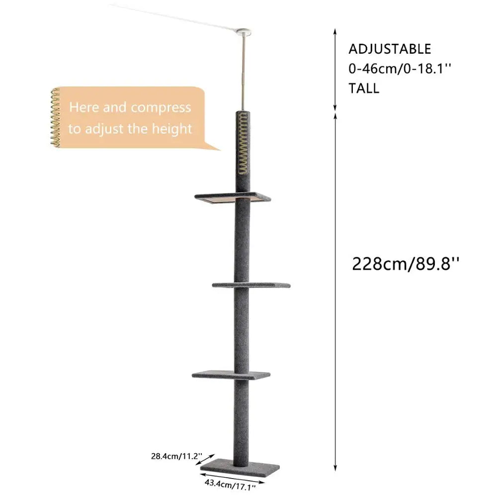 Adjustable Height Floor-to-Ceiling Vertical Cat Tree