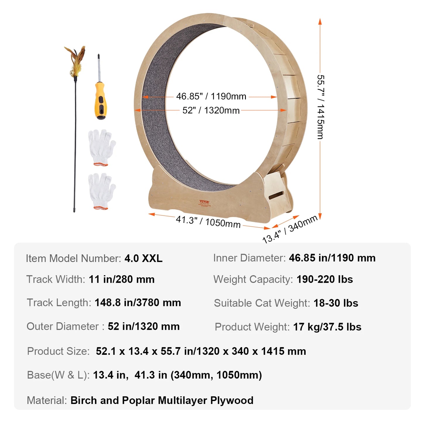 Cat Exercise Wheel Natural Wood Silent Running Treadmill