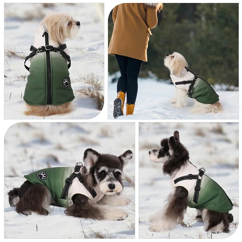 Warm Dog Jacket With Harness and Zipper