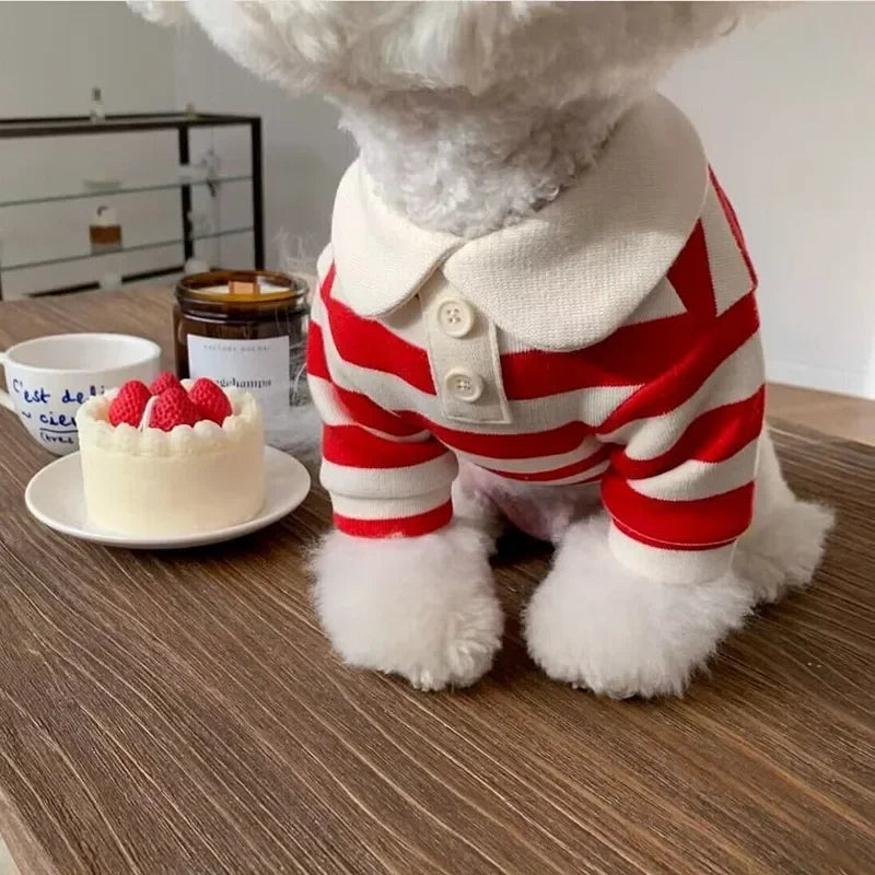 Striped Dog Soft Pullover T-Shirt for All Seasons