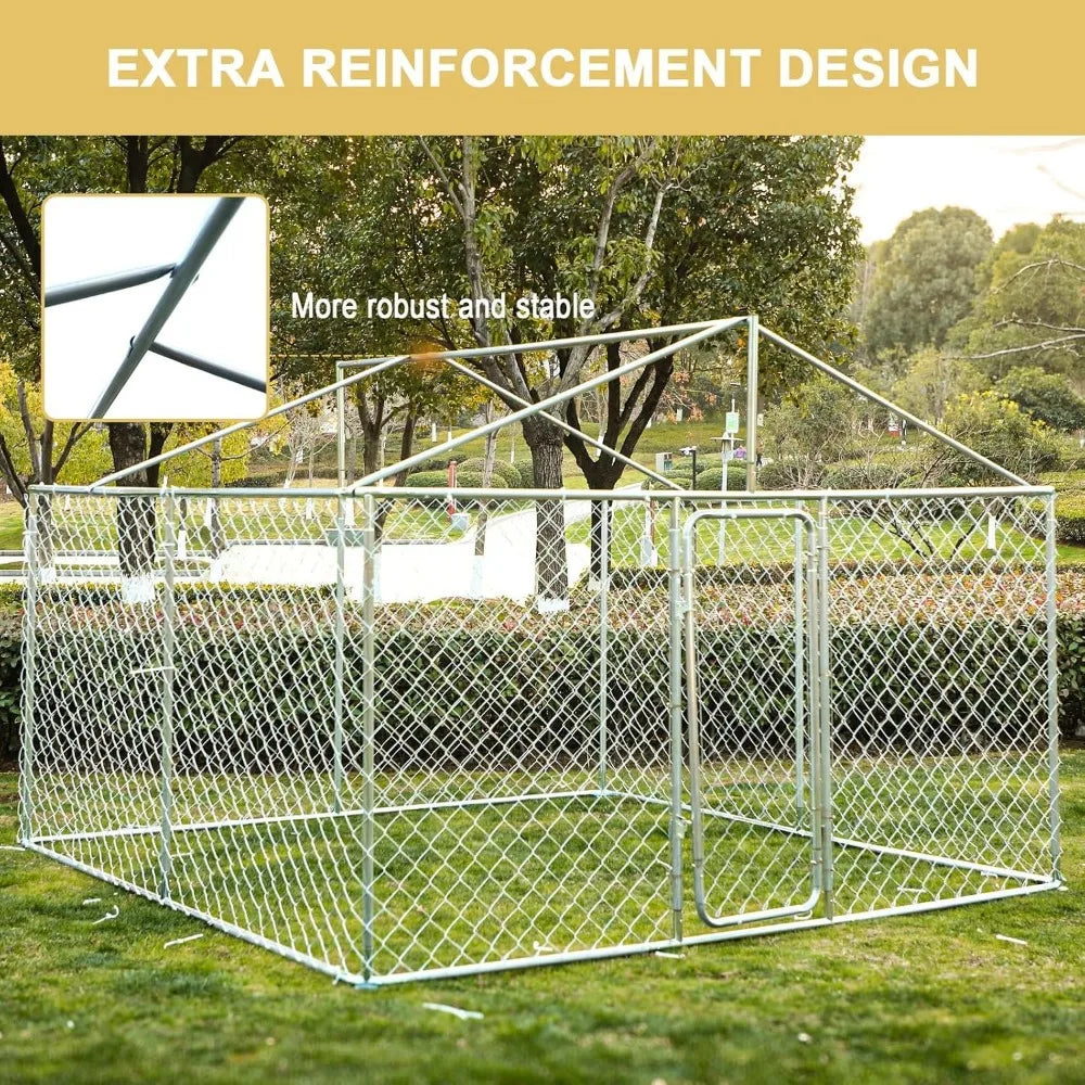 10×10FT Outdoor Heavy Duty Chain Link Dog Kennel with Lock