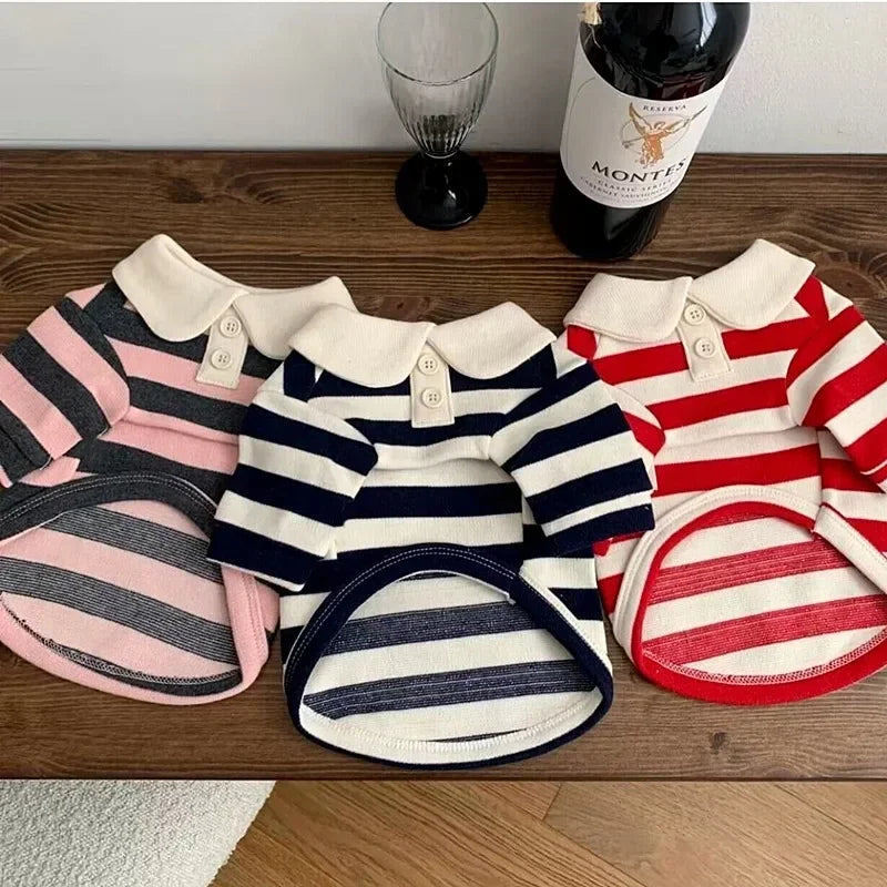 Striped Dog Soft Pullover T-Shirt for All Seasons