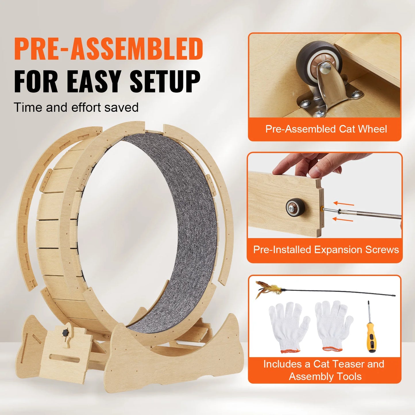 Cat Exercise Wheel Natural Wood Silent Running Treadmill