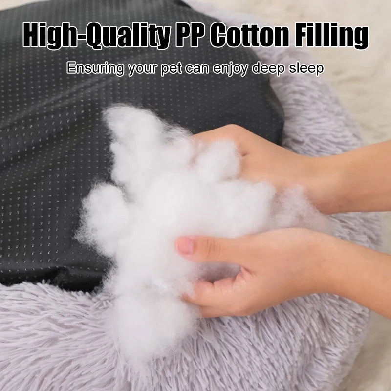 Large Fluffy Round Pet Bed, Super Warm Soft and Plush