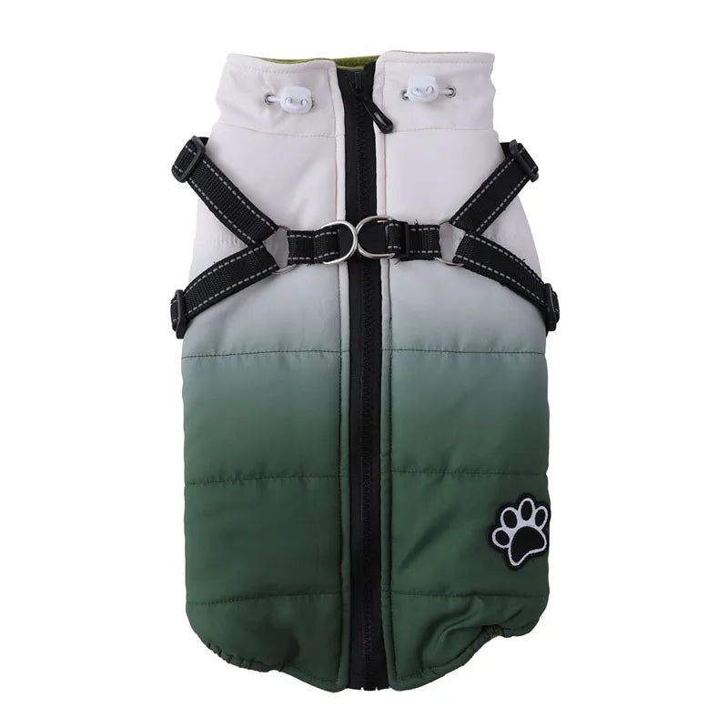 Warm Dog Jacket With Harness and Zipper