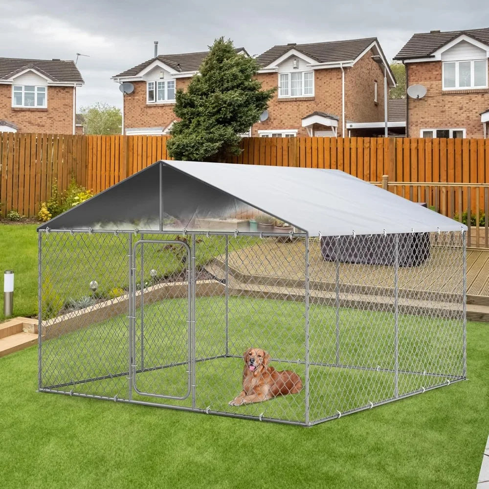 10×10FT Outdoor Heavy Duty Chain Link Dog Kennel with Lock