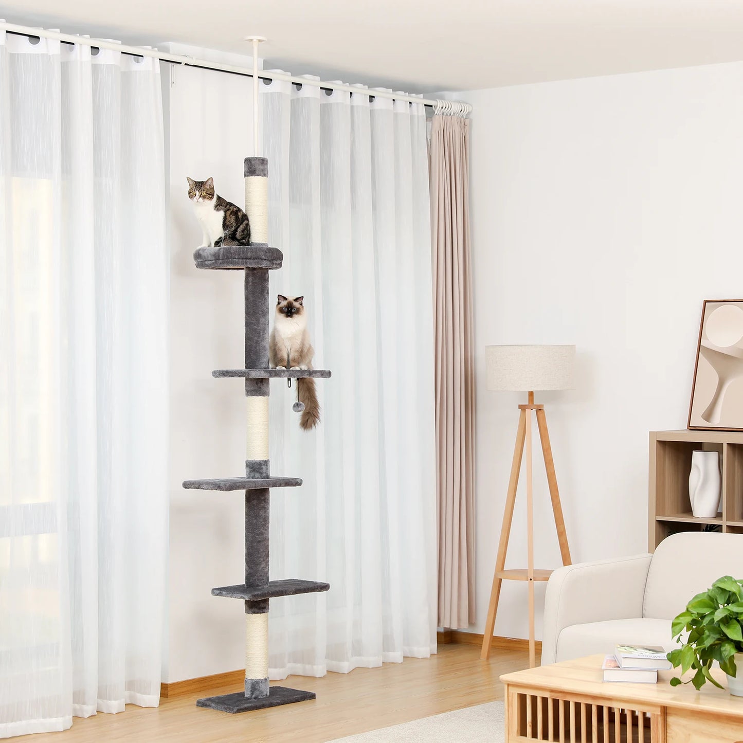 Adjustable Height Floor-to-Ceiling Vertical Cat Tree