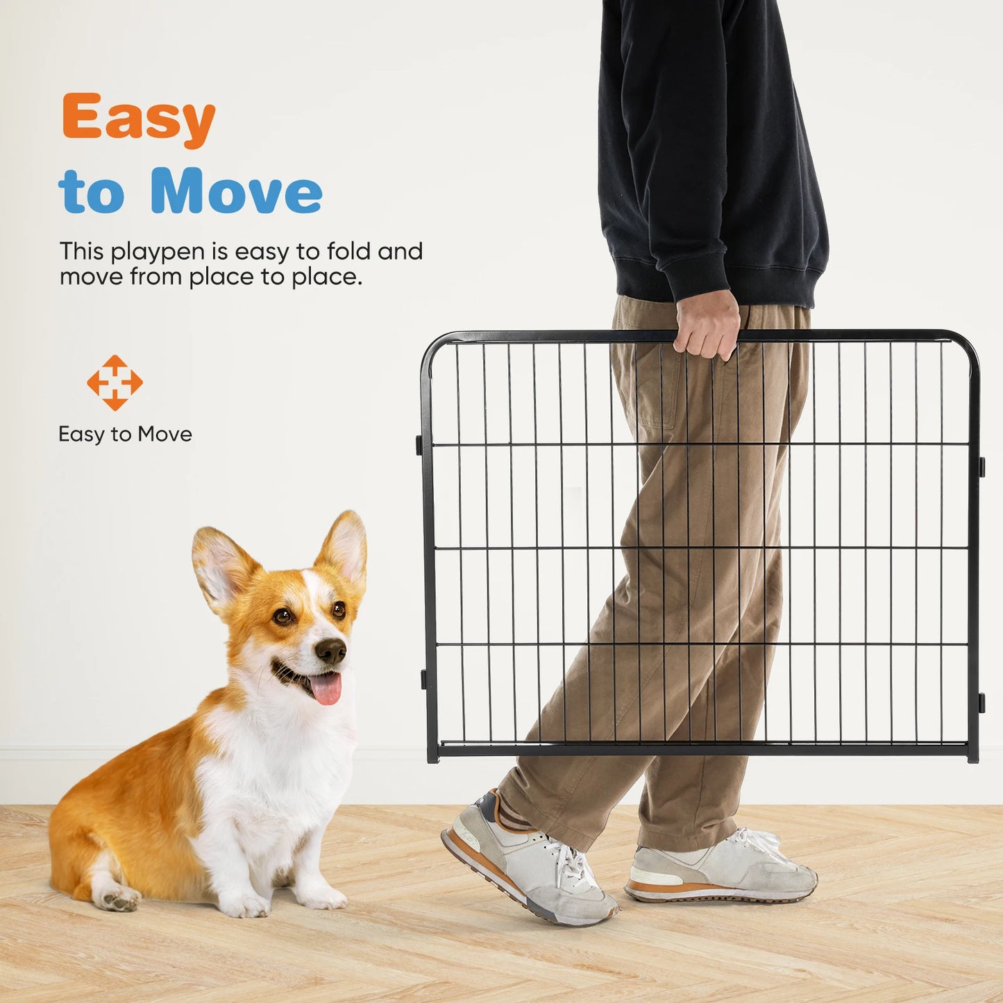 8 Panel Heavy Duty Metal Dog Pen Indoors Outdoors Versatile