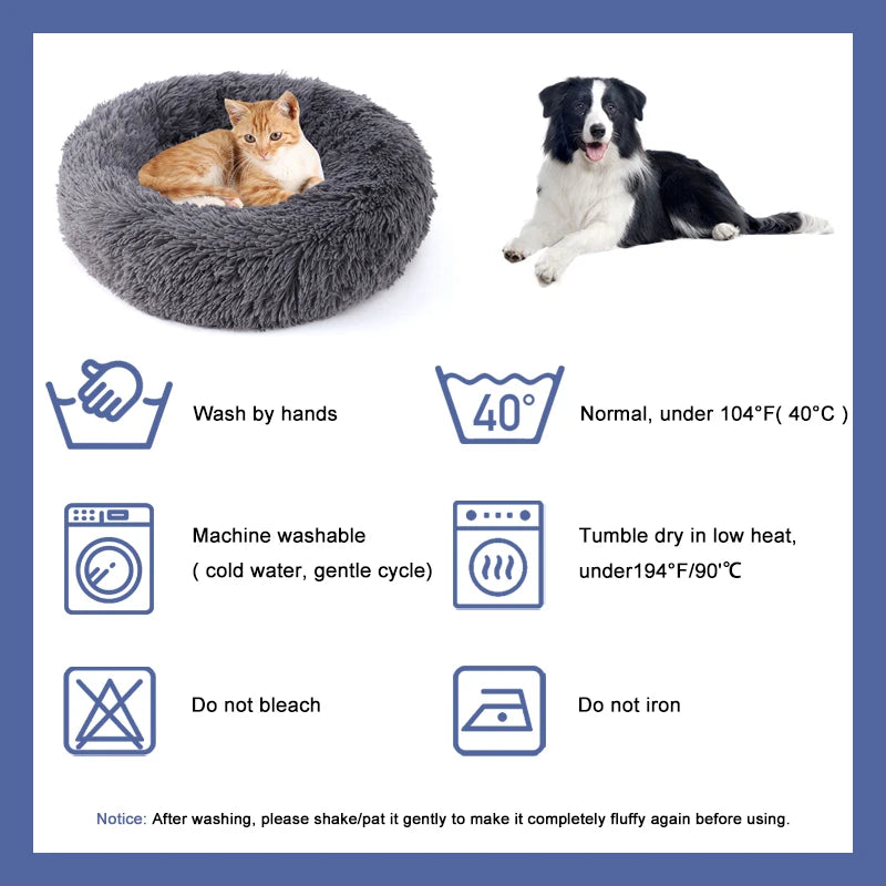 Large Fluffy Round Pet Bed, Super Warm Soft and Plush