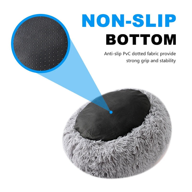 Large Fluffy Round Pet Bed, Super Warm Soft and Plush