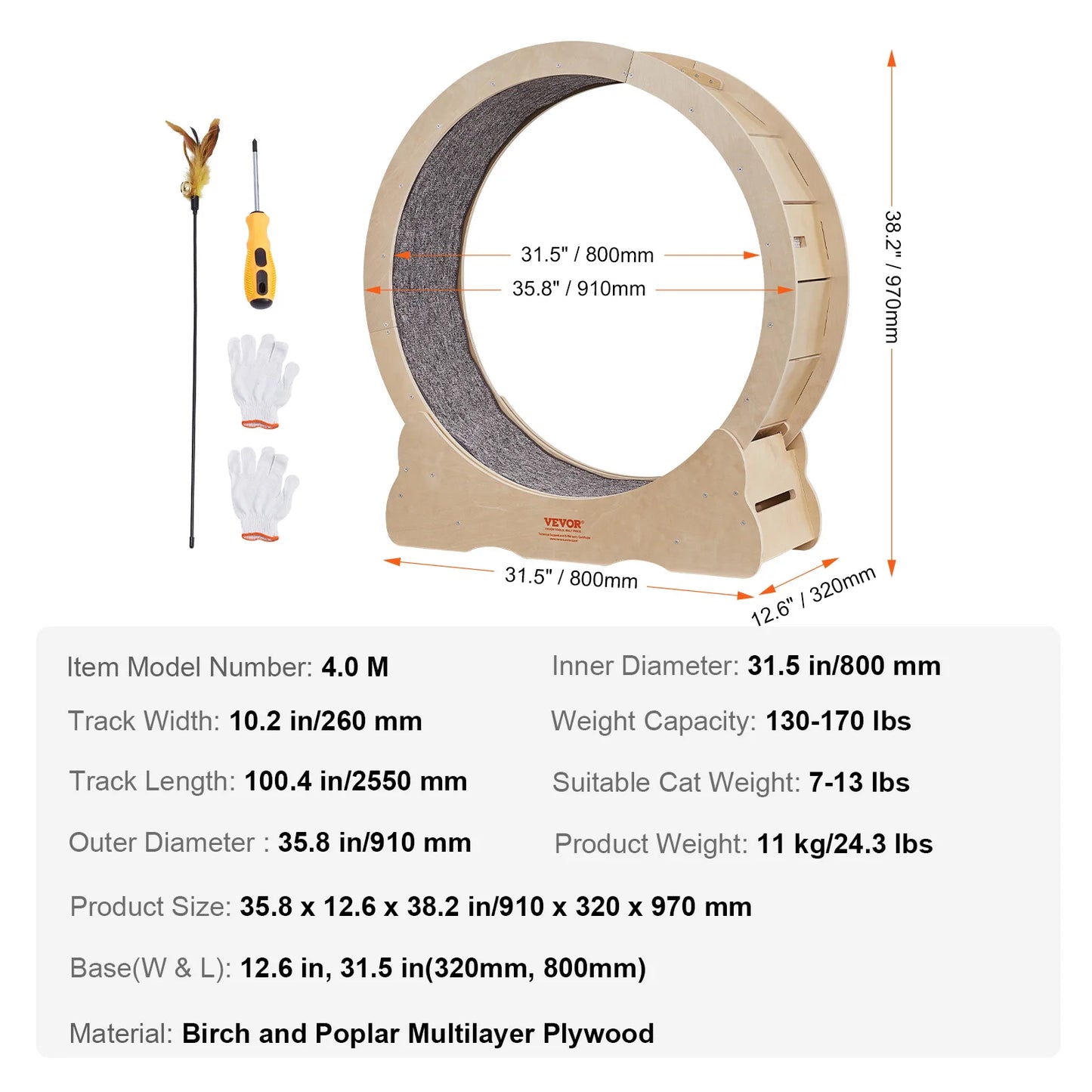 Cat Exercise Wheel Natural Wood Silent Running Treadmill