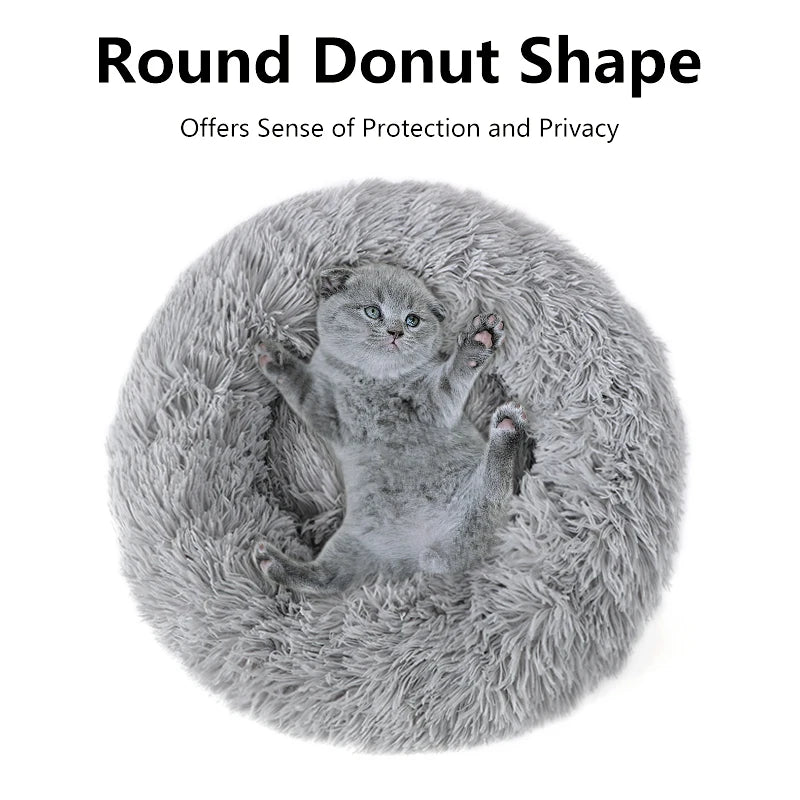 Large Fluffy Round Pet Bed, Super Warm Soft and Plush