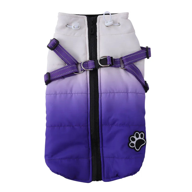 Warm Dog Jacket With Harness and Zipper