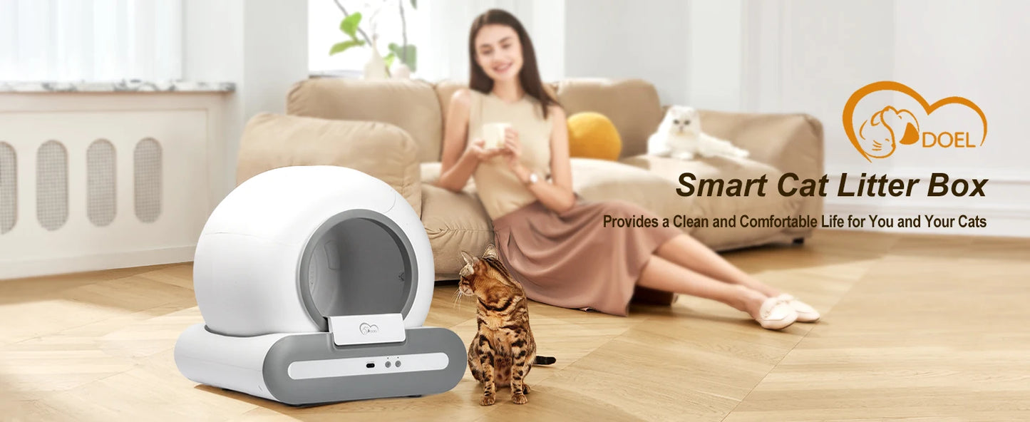 Automatic Self Cleaning Cat Litter with App Control & Litter Mat