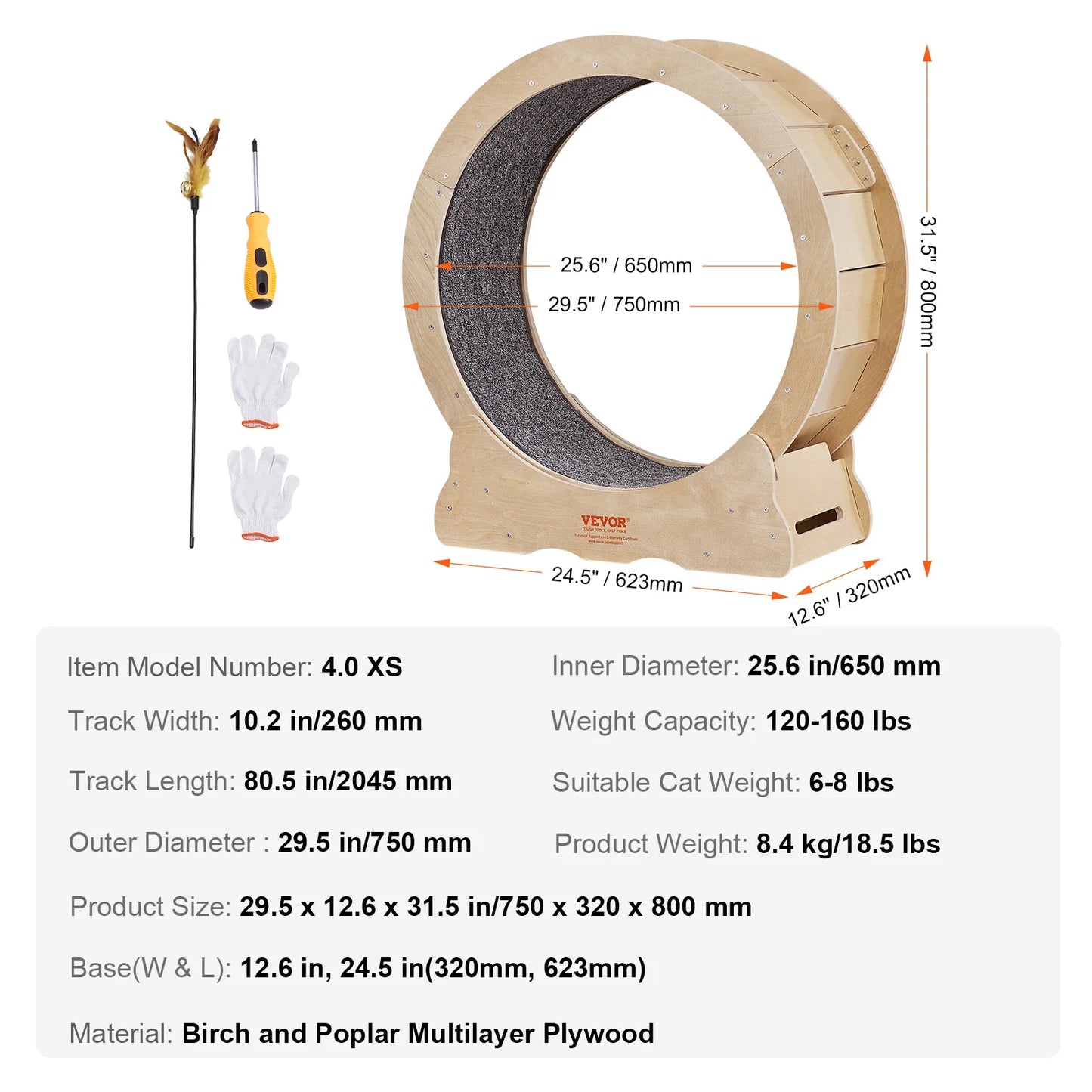 Cat Exercise Wheel Natural Wood Silent Running Treadmill