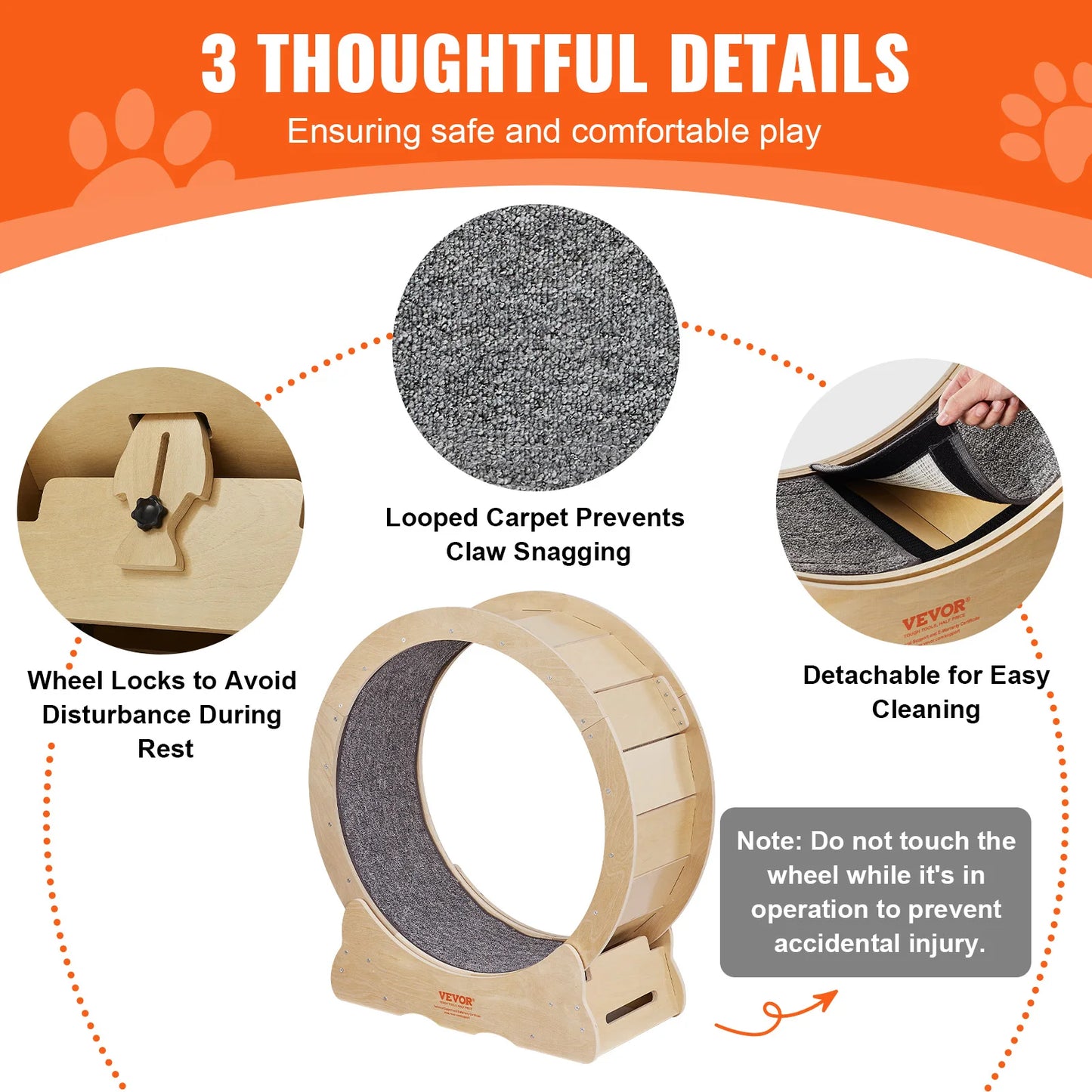 Cat Exercise Wheel Natural Wood Silent Running Treadmill