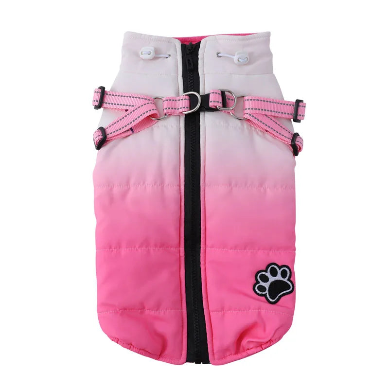 Warm Dog Jacket With Harness and Zipper