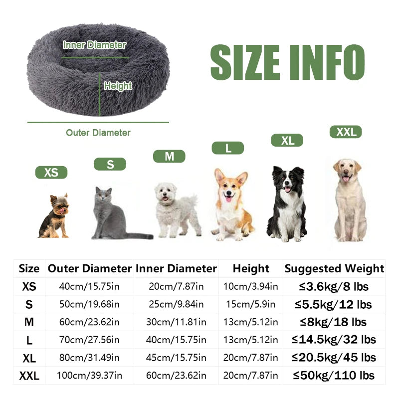 Large Fluffy Round Pet Bed, Super Warm Soft and Plush