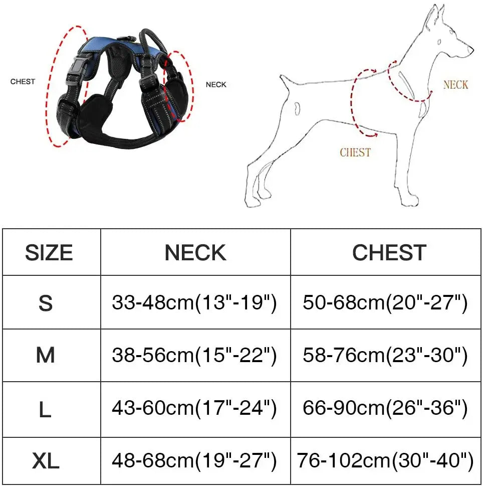 Easy Control Adjustable Reflective Nylon Dog Vest Harness with 2 Metal Leash Hooks