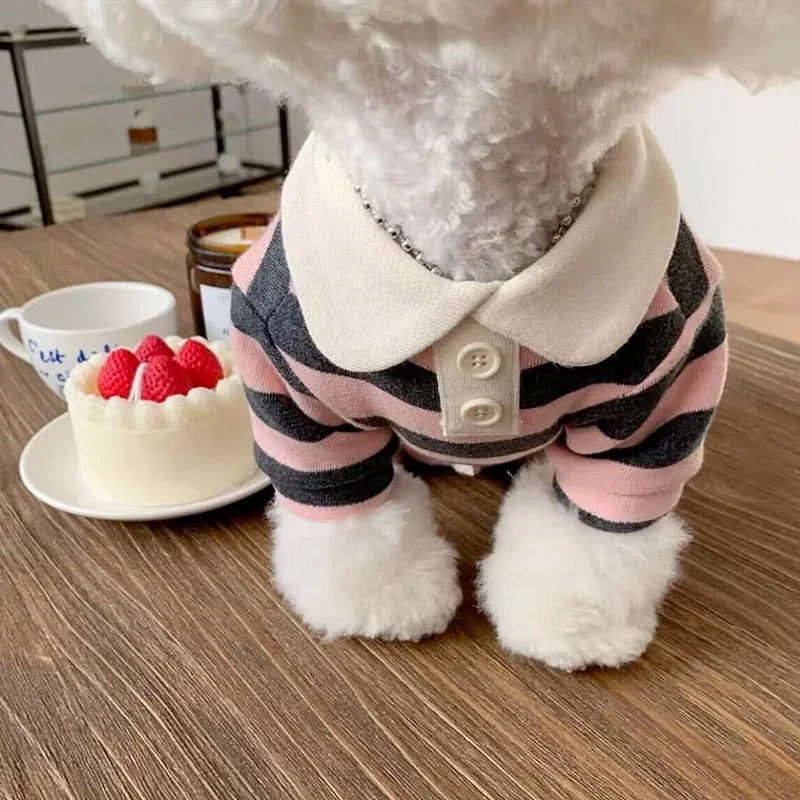 Striped Dog Soft Pullover T-Shirt for All Seasons