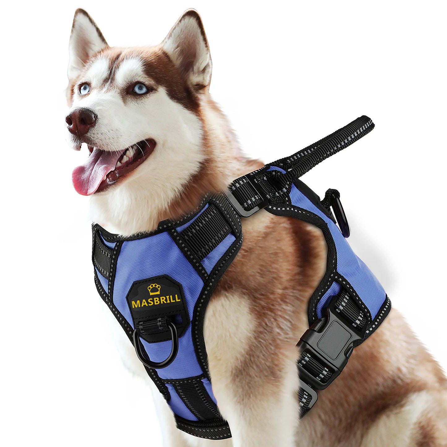 Easy Control Adjustable Reflective Nylon Dog Vest Harness with 2 Metal Leash Hooks