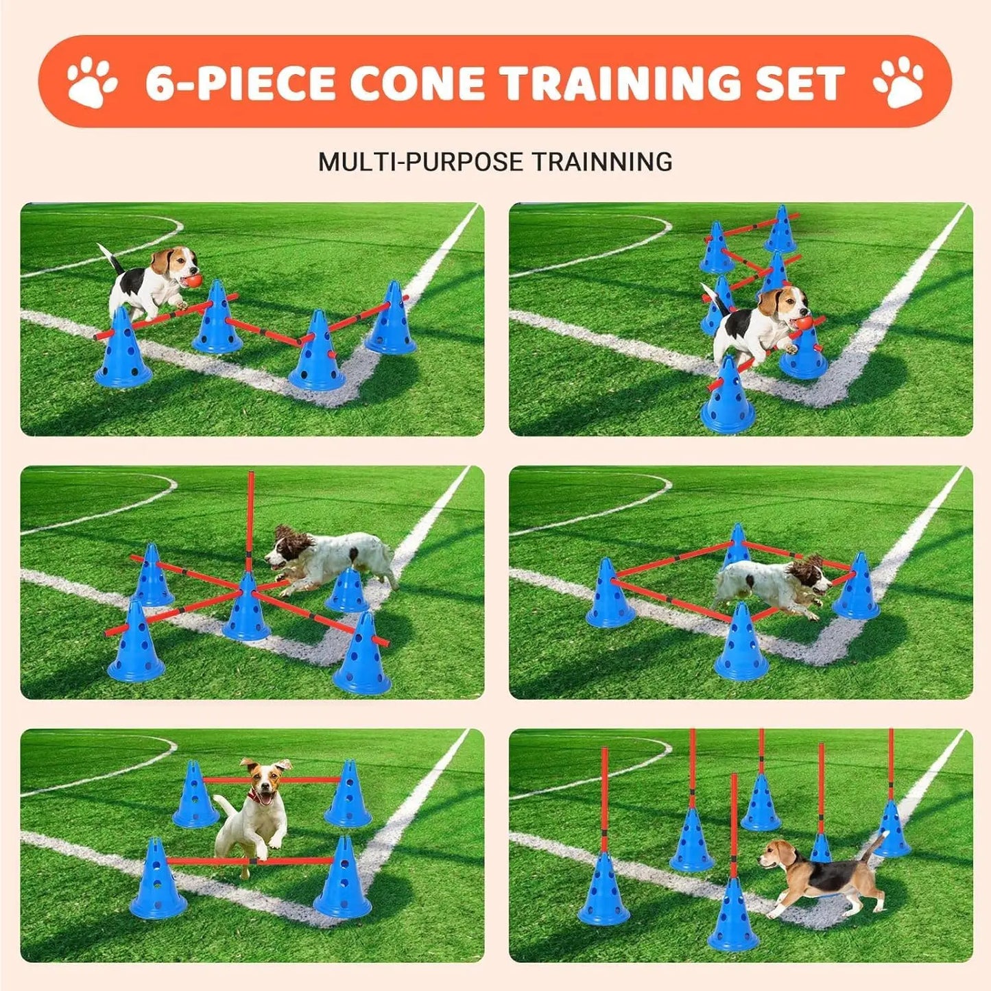 Dog Agility Cone Set 12 Cones And 6 Poles For Training
