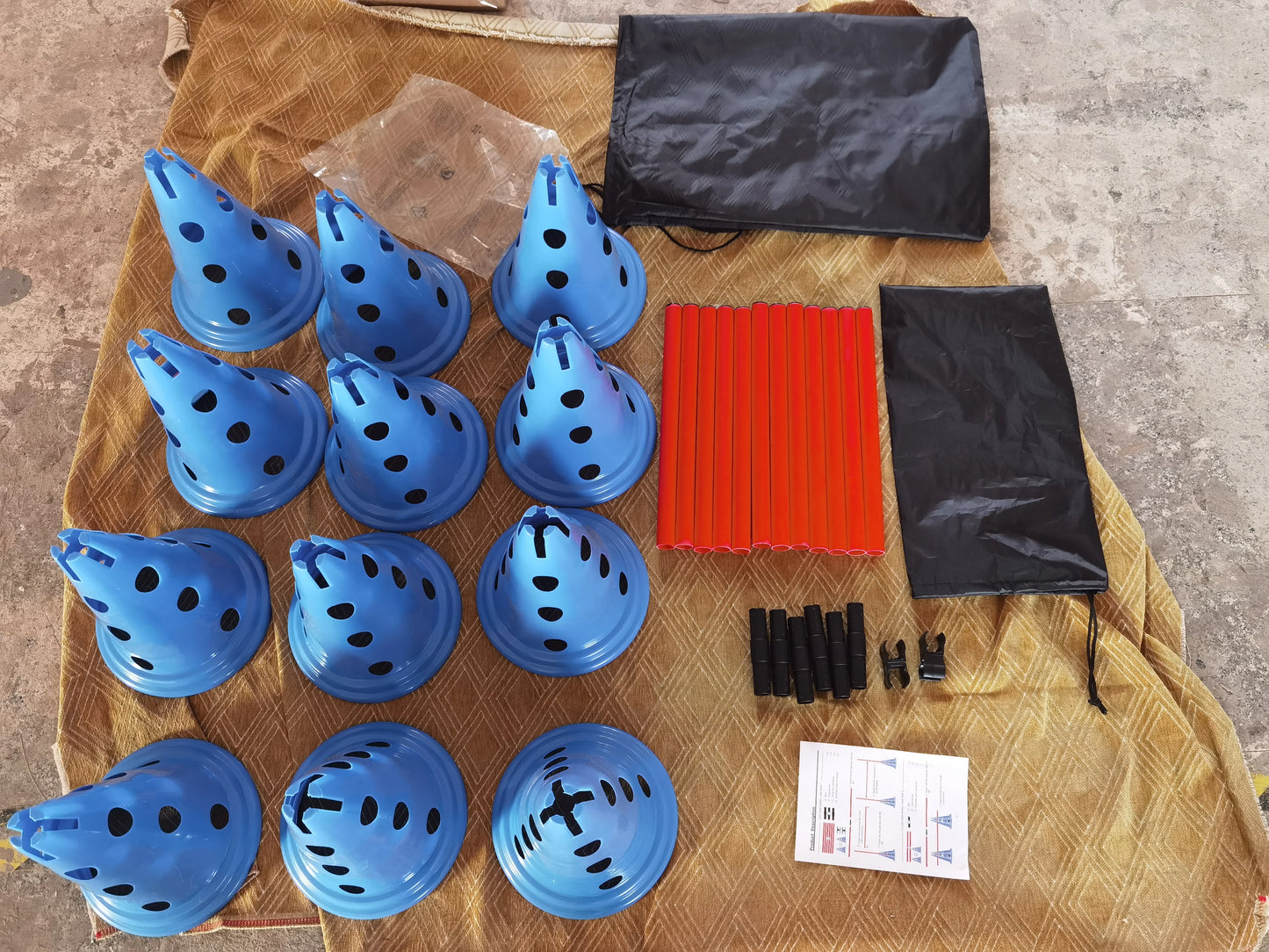 Dog Agility Cone Set 12 Cones And 6 Poles For Training