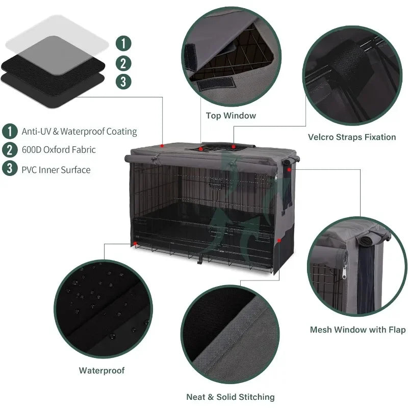Dog Crate Cover 48 Inch Durable 600D Canvas Water Resistant