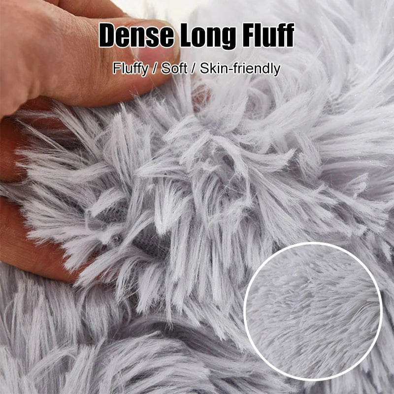 Large Fluffy Round Pet Bed, Super Warm Soft and Plush