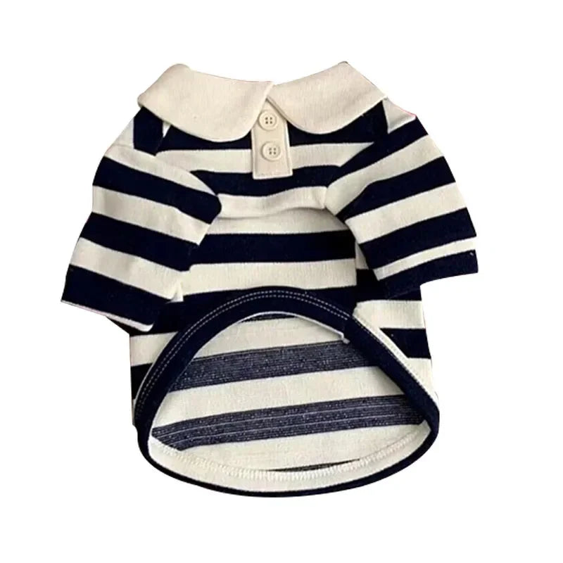 Striped Dog Soft Pullover T-Shirt for All Seasons