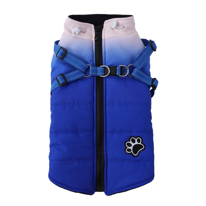 Warm Dog Jacket With Harness and Zipper
