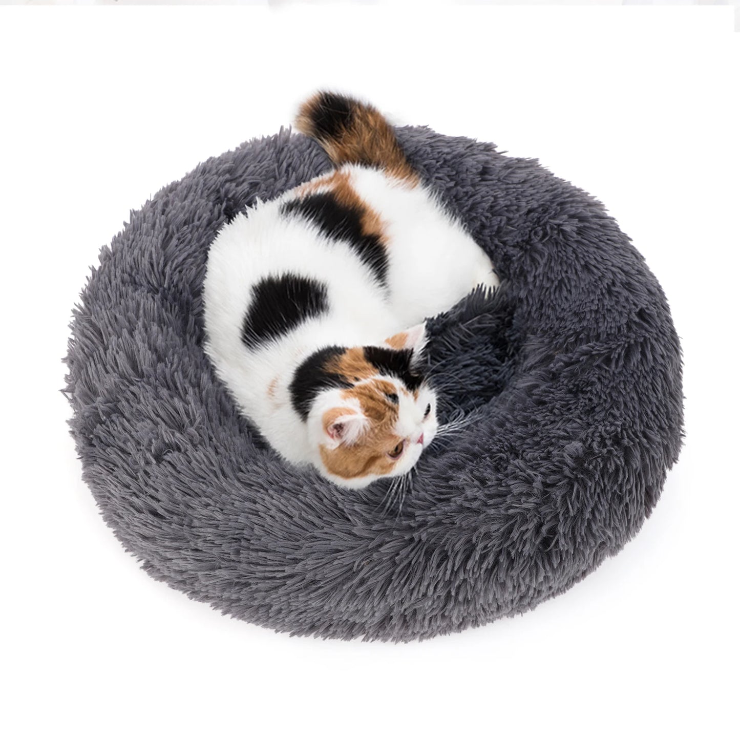 Large Fluffy Round Pet Bed, Super Warm Soft and Plush